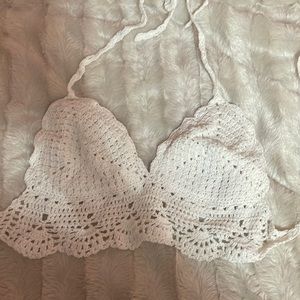 crochet white swim top